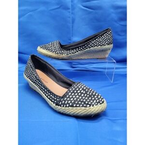 Lucky Brand Tomlinn Women Wedge Shoe Canvas Size 9M  Black White